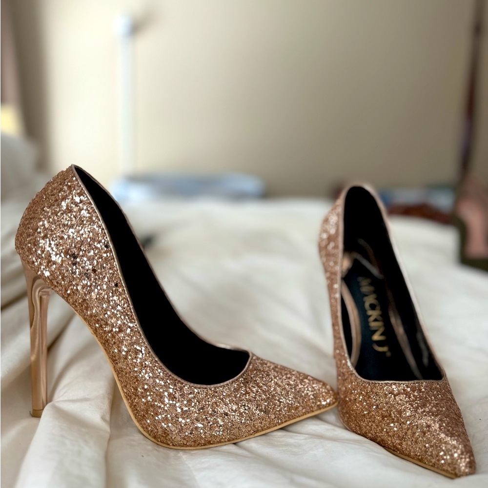 Rose Gold Glitter heels - WORN ONCE!